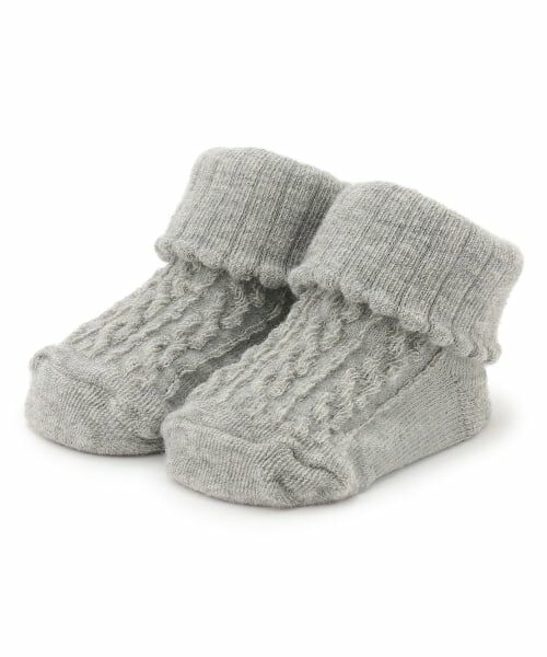 petit main / プティマイン ベビー・キッズウエア | ケーブルカップソックス（トップ グレー）