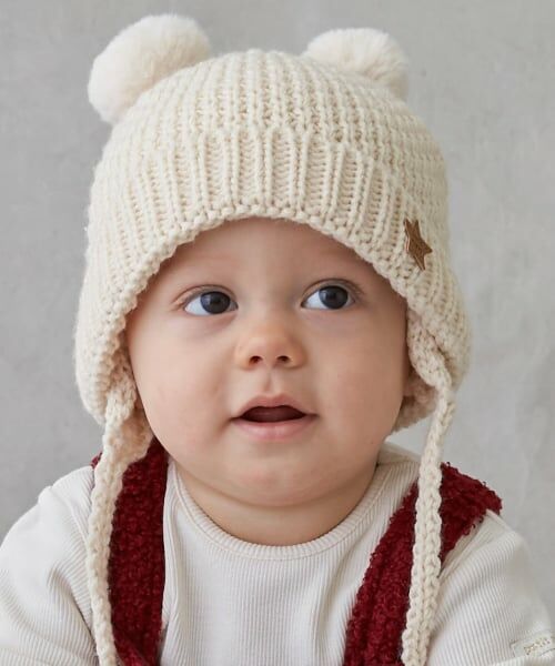 petit main / プティマイン ベビー・キッズグッズ | ぽんぽんニット帽（アイボリー）