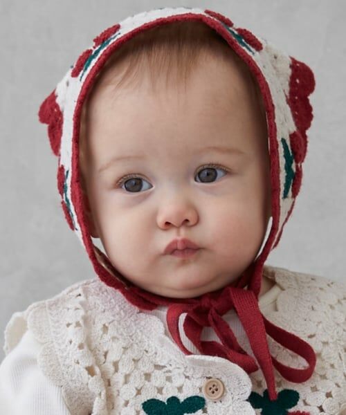 petit main / プティマイン ベビー・キッズグッズ | クロシェスカーフ（赤）