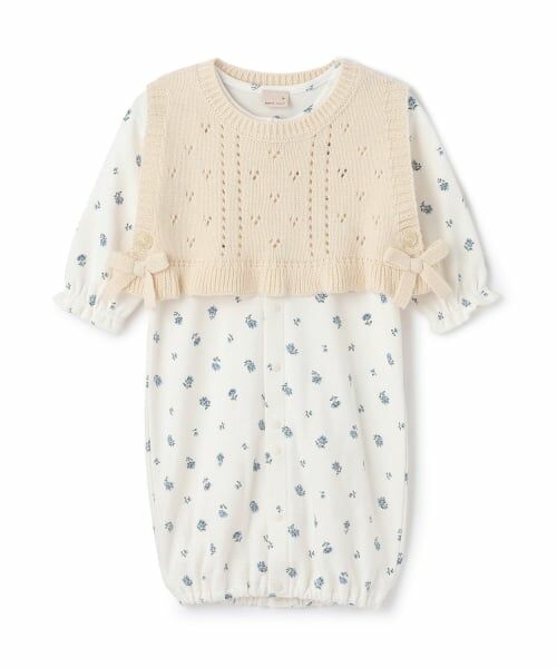 petit main / プティマイン ロンパース | ニットベストつき2WAYオール（アイボリー）