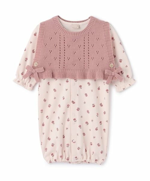 petit main / プティマイン ロンパース | ニットベストつき2WAYオール（ライト ピンク）