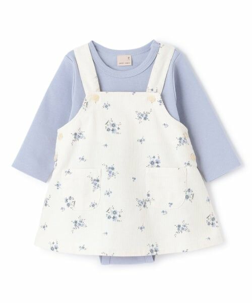 petit main / プティマイン ベビー・キッズウエア | 【リンク】花柄ジャンスカセットアップ（アイボリー）