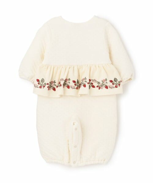 petit main / プティマイン ロンパース | いちご刺しゅう切替え2WAYオール | 詳細1