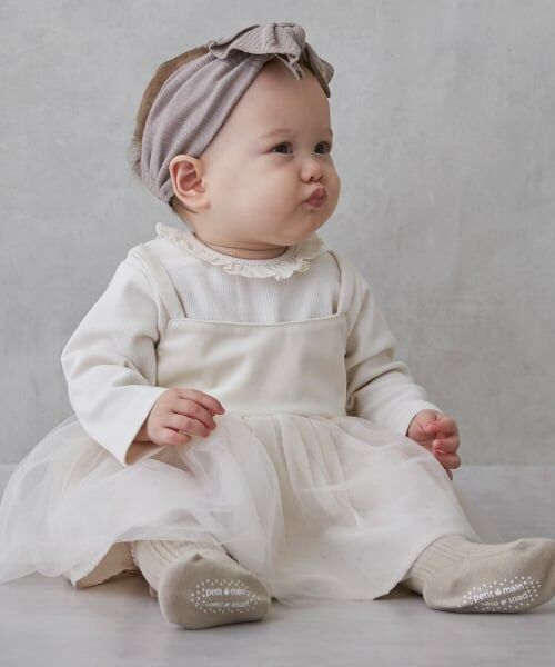 petit main / プティマイン ロンパース | チュールOPロンパース（アイボリー）