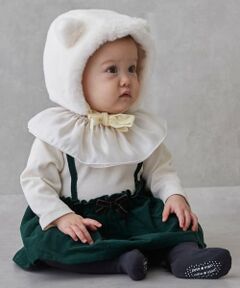 petit main / プティマイン ロンパース | フリル衿つきチェックOPロンパース