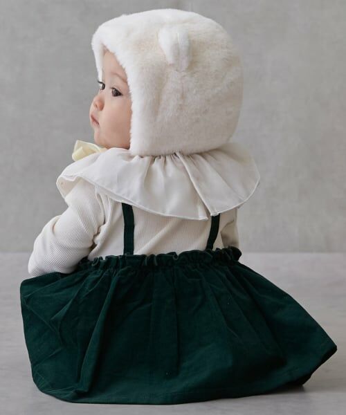 petit main / プティマイン ロンパース | フリル衿つきチェックOPロンパース | 詳細1