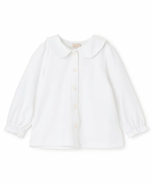 petit main / プティマイン シャツ・ブラウス | 【セミフォーマル】カットツイル衿つきブラウス（オフ ホワイト）