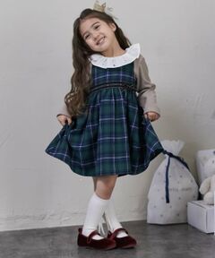 petit main / プティマイン ミニ丈・ひざ丈ワンピース | チェックドッキングワンピース