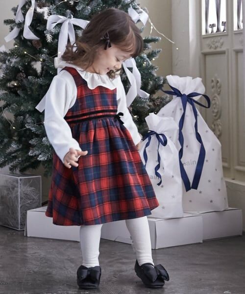 petit main / プティマイン ミニ丈・ひざ丈ワンピース | チェックドッキングワンピース | 詳細1