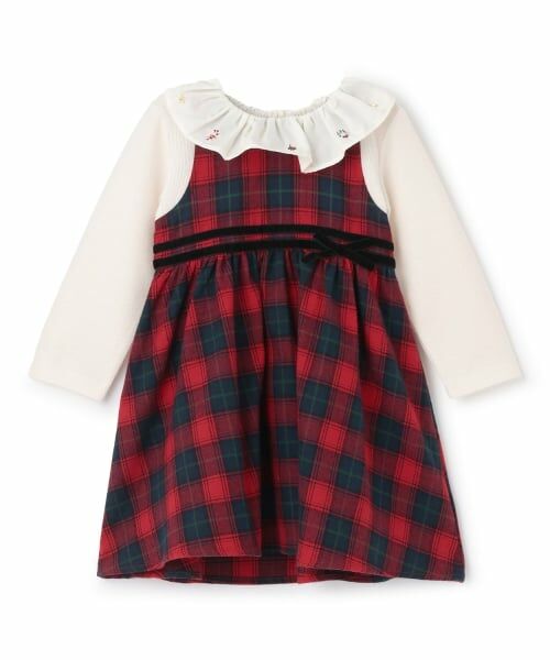 petit main / プティマイン ミニ丈・ひざ丈ワンピース | チェックドッキングワンピース | 詳細10