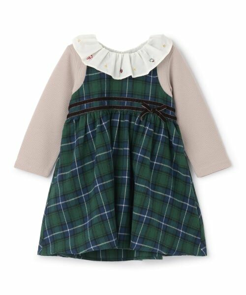 petit main / プティマイン ミニ丈・ひざ丈ワンピース | チェックドッキングワンピース | 詳細11