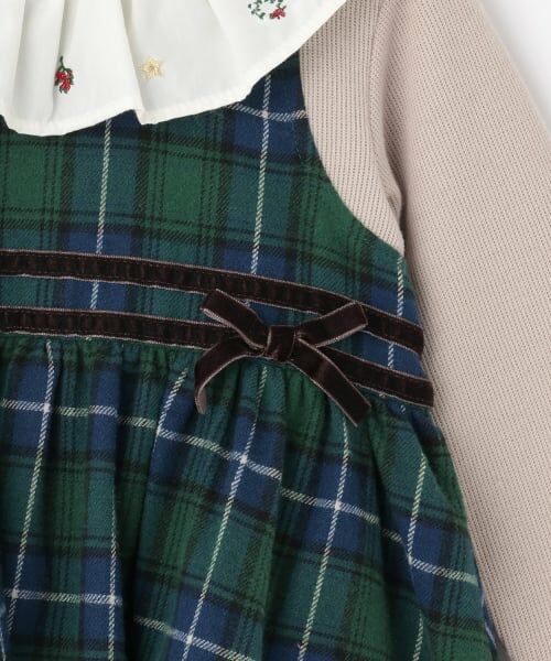 petit main / プティマイン ミニ丈・ひざ丈ワンピース | チェックドッキングワンピース | 詳細14