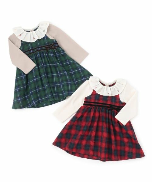 petit main / プティマイン ミニ丈・ひざ丈ワンピース | チェックドッキングワンピース | 詳細18