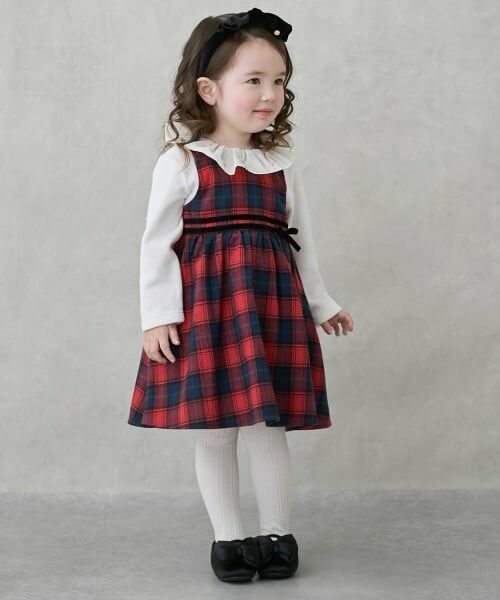 petit main / プティマイン ミニ丈・ひざ丈ワンピース | チェックドッキングワンピース | 詳細2