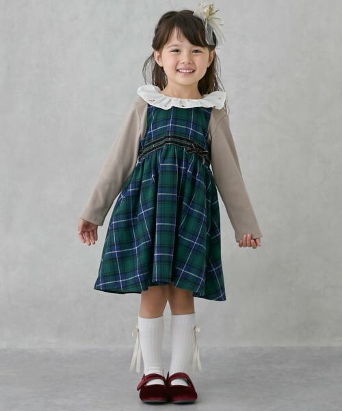 petit main / プティマイン ミニ丈・ひざ丈ワンピース | チェックドッキングワンピース | 詳細5