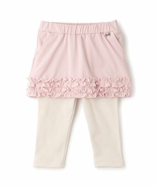 petit main / プティマイン ミニ・ひざ丈スカート | 裾フリルレギンスつきスカート（ライト ピンク）