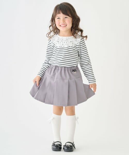 petit main / プティマイン ミニ・ひざ丈スカート | プリーツスカパン(グレー)