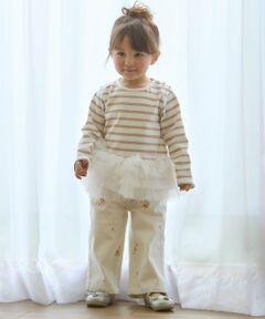 petit main / プティマイン その他パンツ | 花刺しゅうデニムパンツ