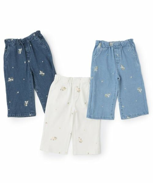 petit main / プティマイン その他パンツ | 花刺しゅうデニムパンツ | 詳細14