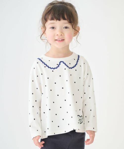petit main / プティマイン Tシャツ | 【プティプラ】GIRLS長袖Tシャツ（ドット）