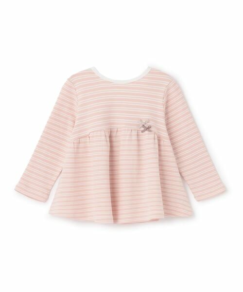 petit main / プティマイン Tシャツ | 【オーガニック】ペプラム長袖Tシャツ（ピーチ）