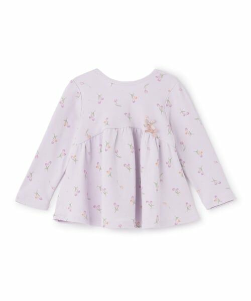 petit main / プティマイン Tシャツ | 【オーガニック】ペプラム長袖Tシャツ（ラベンダー）