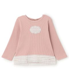 petit main / プティマイン Tシャツ | 【オーガニック】レースフリル長袖Tシャツ