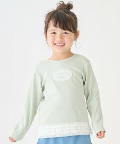 petit main / プティマイン Tシャツ | 【オーガニック】レースフリル長袖Tシャツ