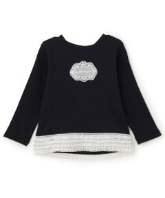 petit main / プティマイン Tシャツ | 【オーガニック】レースフリル長袖Tシャツ