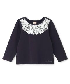 petit main / プティマイン Tシャツ | ヨークレース長袖Tシャツ