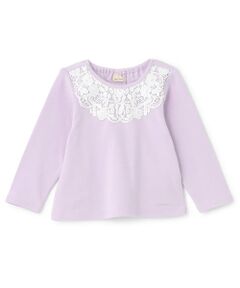 petit main / プティマイン Tシャツ | ヨークレース長袖Tシャツ