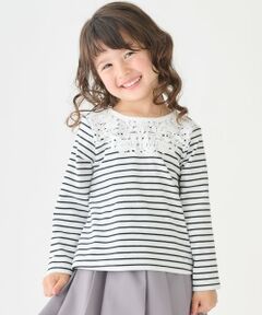 petit main / プティマイン Tシャツ | ヨークレース長袖Tシャツ