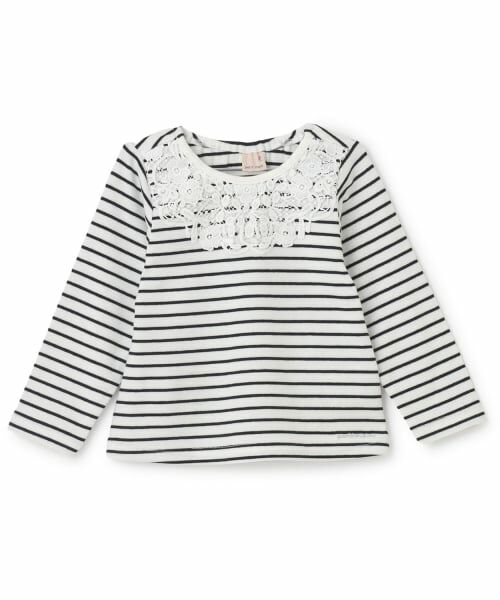 petit main / プティマイン Tシャツ | ヨークレース長袖Tシャツ | 詳細3
