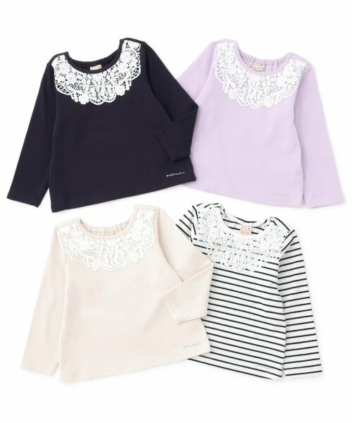 petit main / プティマイン Tシャツ | ヨークレース長袖Tシャツ | 詳細9