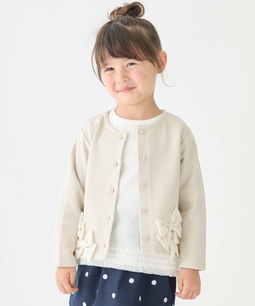 petit main / プティマイン カーディガン・ボレロ | 【リンク】リボンカーディガン（薄ベージュ）