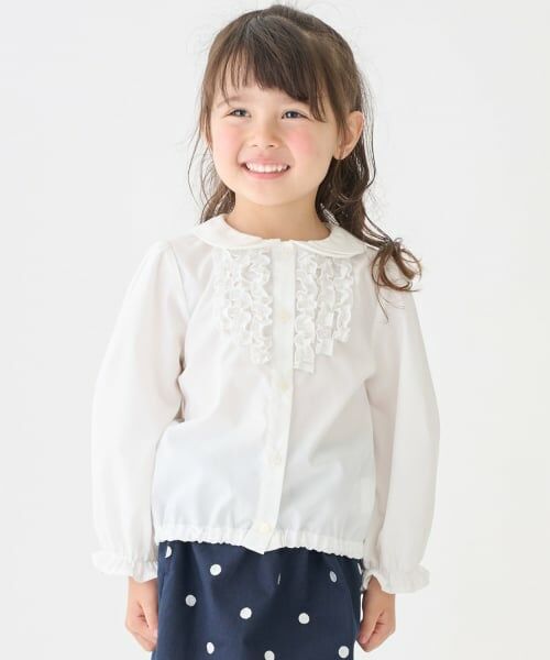 petit main / プティマイン シャツ・ブラウス | ちびフリルブラウス（オフ ホワイト）