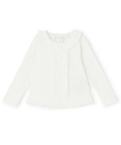 petit main / プティマイン Tシャツ | 【リンク】レースフリルテレコ長袖Tシャツ