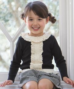 petit main / プティマイン Tシャツ | 【リンク】レースフリルテレコ長袖Tシャツ