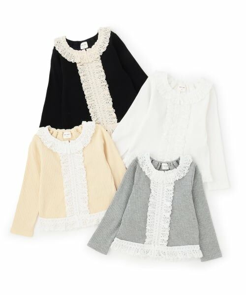 petit main / プティマイン Tシャツ | 【リンク】レースフリルテレコ長袖Tシャツ | 詳細13