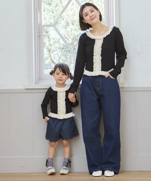 petit main / プティマイン Tシャツ | 【リンク】レースフリルテレコ長袖Tシャツ | 詳細3