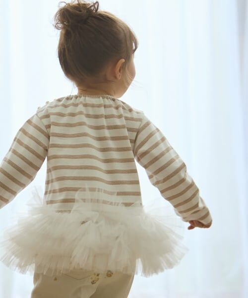 petit main / プティマイン Tシャツ | 【リンク】ボーダーペプラム長袖Tシャツ | 詳細2