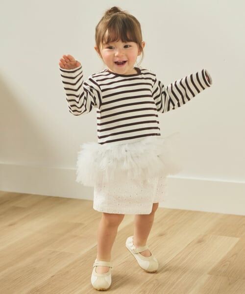 petit main / プティマイン Tシャツ | 【リンク】ボーダーペプラム長袖Tシャツ | 詳細3