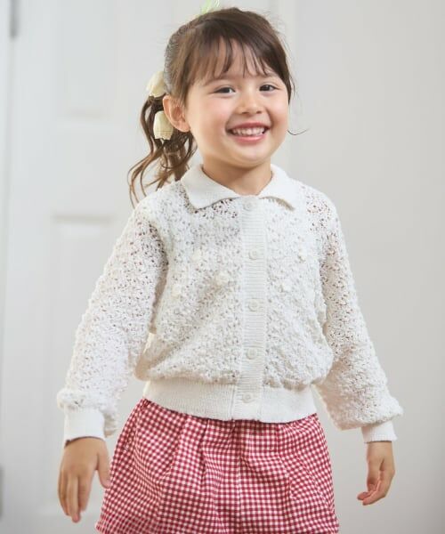 petit main / プティマイン カーディガン・ボレロ | 衿つきニットカーディガン（アイボリー）