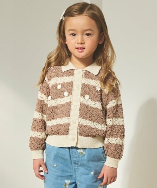 petit main / プティマイン カーディガン・ボレロ | 衿つきニットカーディガン（モカ茶）