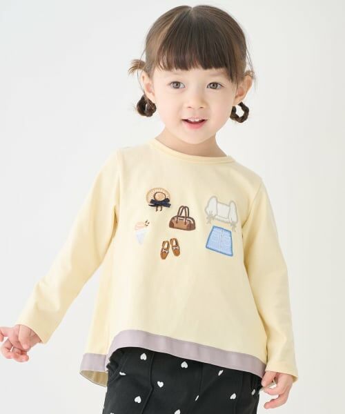 petit main / プティマイン Tシャツ | お洋服モチーフ長袖Tシャツ（黄）