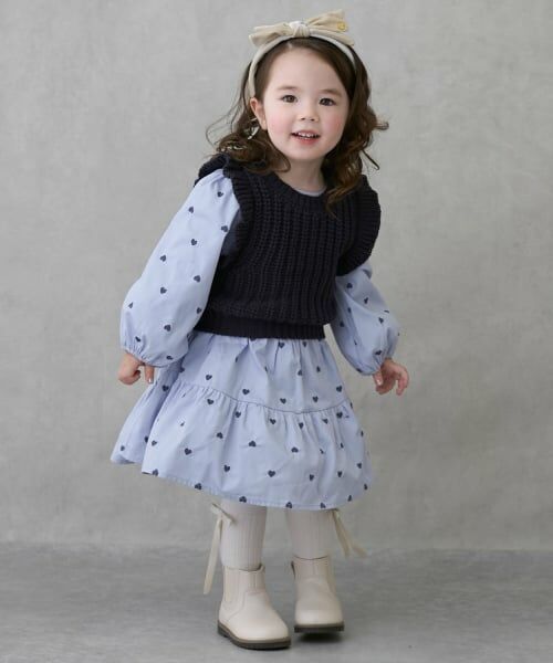 petit main / プティマイン ミニ丈・ひざ丈ワンピース | 【リンク】ベストつきワンピース | 詳細4