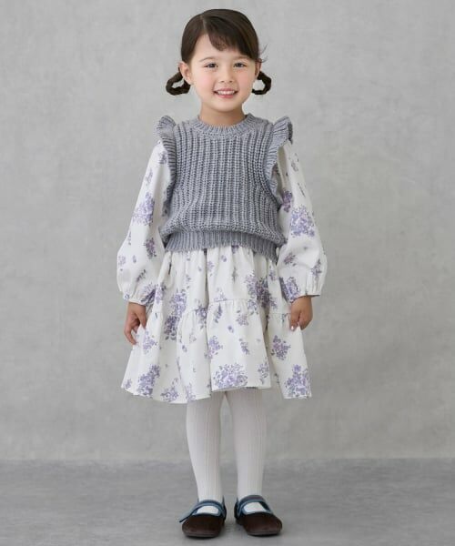 petit main / プティマイン ミニ丈・ひざ丈ワンピース | 【リンク】ベストつきワンピース（マルチ）