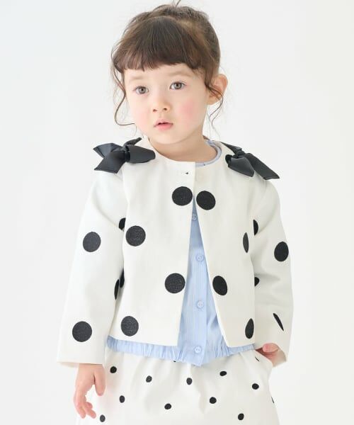 petit main / プティマイン ブルゾン | リボンショートジャケット（ドット）