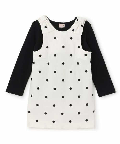 petit main / プティマイン ミニ丈・ひざ丈ワンピース | 【リンク】肩リボンジャンスカセット（アイボリー）