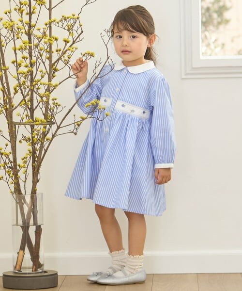 petit main / プティマイン ミニ丈・ひざ丈ワンピース | 【リンク】シャツワンピース（ライト ブルー）